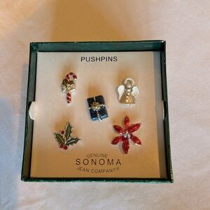 Christmas Gift Candy Cane Angel Holly Poinsettia Sonoma Jean Company Push Pins